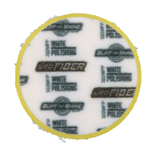 322MFP - 3" URO Fiber® Microfiber Pad (White Fibers) Dark Yellow Foam Interface (Edge Bevel) - Polishing