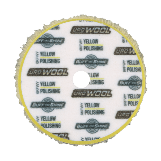 6KFWY - 6" Yellow Knitted Wool (Edge Bevel) URO Wool® Pad - Polishing