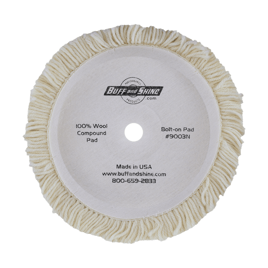 9003N - 9" 100% Natural Wool (4 Ply Twist) Bolt-On Wool Pad - Cutting