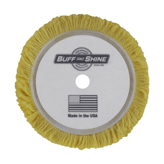 601GY - 6" Yellow Wool Blend (4 Ply Twist) Grip Wool Pad - Polishing