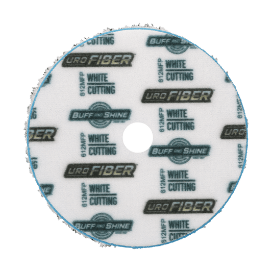612MFP - 6" URO Fiber® Microfiber Pad (White Fibers) Light Blue Foam Interface (Edge Bevel) - Cutting