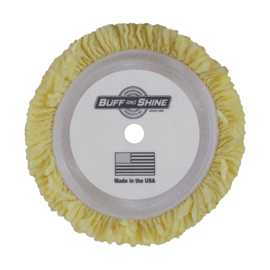7503GYS - 7.5" Yellow Wool Blend (Single Ply) Grip Wool Pad - Soft Polishing