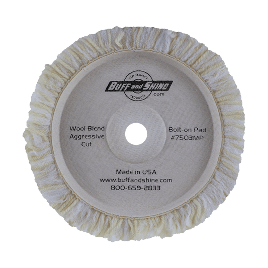 7503MP - 7.5" Blend & 100% Natural Wool (4 Ply Twist) Bolt-On Wool Pad - Heavy Cutting