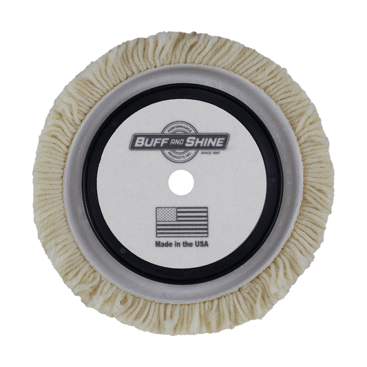 752R - 7.5" 100% Natural Wool (4 Ply Twist) Grip Wool Pad with Center Ring - Cutting