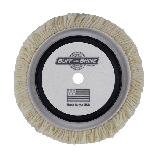 753R - 7.5" 100% Natural Wool (4 Ply Twist) Grip Wool Pad with Center Ring - Cutting